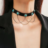 Punk Gothic Necklace Black Artificial Leather Zinc Alloy Twisted Chain Geometric Electroplating Jewelry