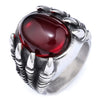 Punk Gothic Style Retro Dragon Claw Gem Stainless Steel Ring Set With Precious Stones