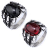 Punk Gothic Style Retro Dragon Claw Gem Stainless Steel Ring Set With Precious Stones