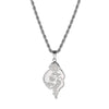 Punk Gothic Style Stainless Steel And Titanium Steel Rose Skull Pendant Necklace With Twist Chain And Geometric Pattern Handmade For Men