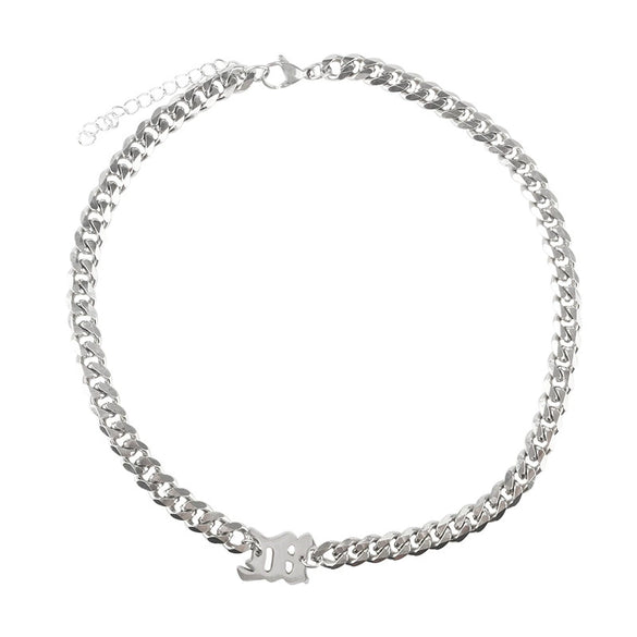 Punk Gothic Style Titanium Steel Cuban Chain Unisex Necklace With Geometric Design And Polishing Treatment