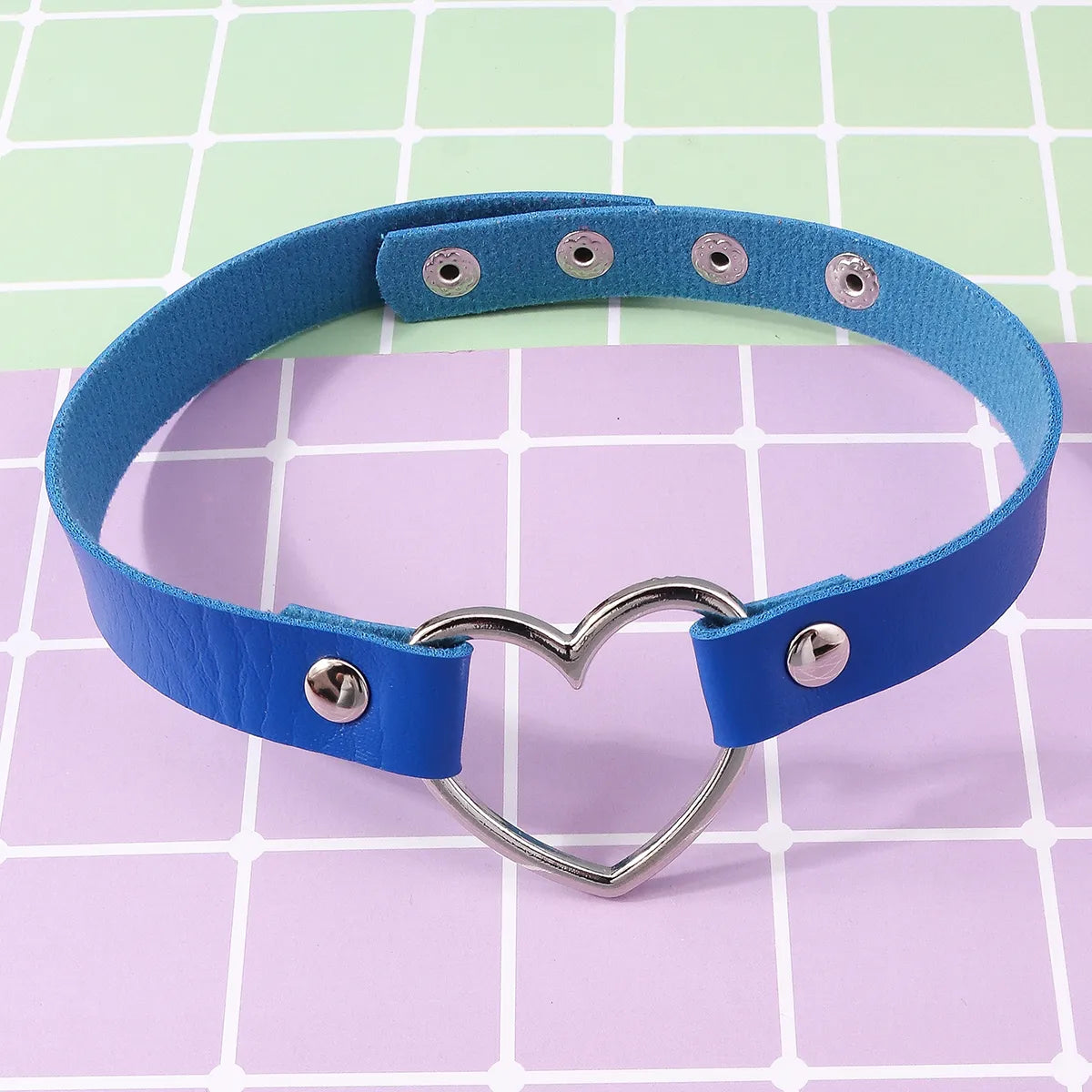 Punk Heart Shape Pu Leather  Choker