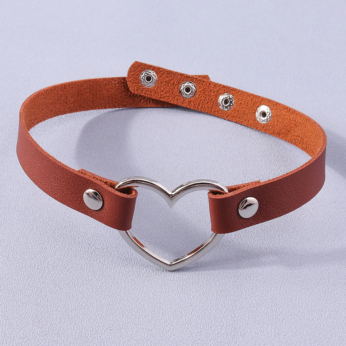 Punk Heart Shape Pu Leather  Choker