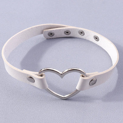 Punk Heart Shape Pu Leather  Choker