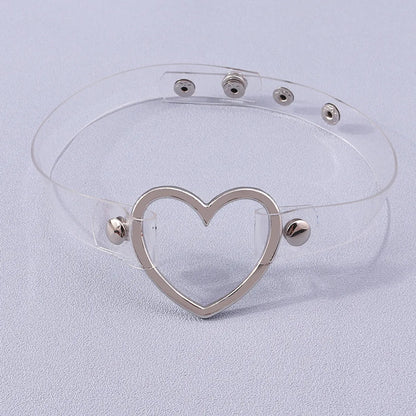 Punk Heart Shape Pu Leather  Choker