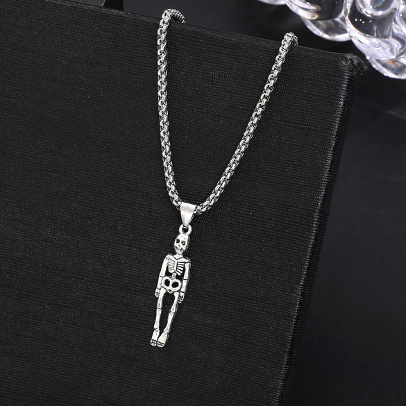 Punk Hip Hop Alloy Skull Pendant Necklace With Cartoon Characters Electroplated For Men And Women
