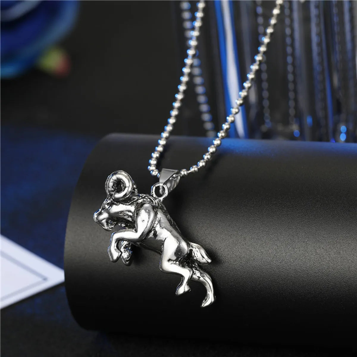 Personalized Men'S Necklace Punk Hip Hop Skull Wings Goat Animal Pendant Alloy Necklace