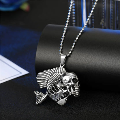 Personalized Men'S Necklace Punk Hip Hop Skull Wings Goat Animal Pendant Alloy Necklace