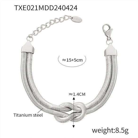 Punk Hip Hop Style 316L Stainless Steel Jewelry With Knot Design And Double Layer Snake Bone Chain Electroplated