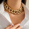 Punk Hip Hop Thick Chain Necklace With Geometric Buckle Ccb Electroplated Jewelry For Women