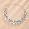 Punk Hip Hop Thick Chain Necklace With Geometric Buckle Ccb Electroplated Jewelry For Women