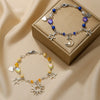 Punk Hollow Fivepointed Star Star Moon Sun Cat Alloy Iron Glass Handmade Geometric Bracelet Unisex