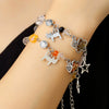 Punk Hollow Fivepointed Star Star Moon Sun Cat Alloy Iron Glass Handmade Geometric Bracelet Unisex