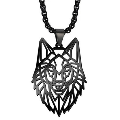 Punk Hollow Wolf Head Stainless Steel Necklace