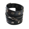 Punk Jewelry Artificial Leather Bracelet With Rivet Chain Geometric Pattern Handmade Unisex