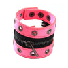 Punk Jewelry Artificial Leather Bracelet With Rivet Chain Geometric Pattern Handmade Unisex