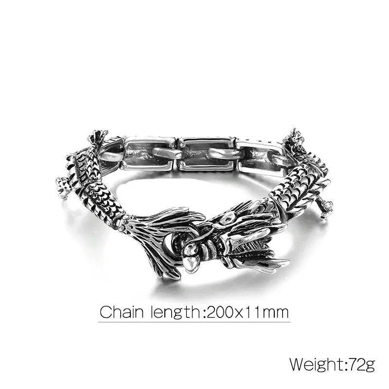 Punk Leopard Dragon Titanium Steel Men'S Bracelets