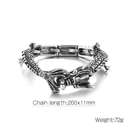 Punk Leopard Dragon Titanium Steel Men'S Bracelets