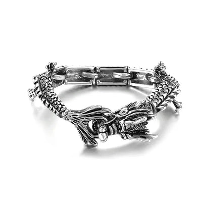 Punk Leopard Dragon Titanium Steel Men'S Bracelets