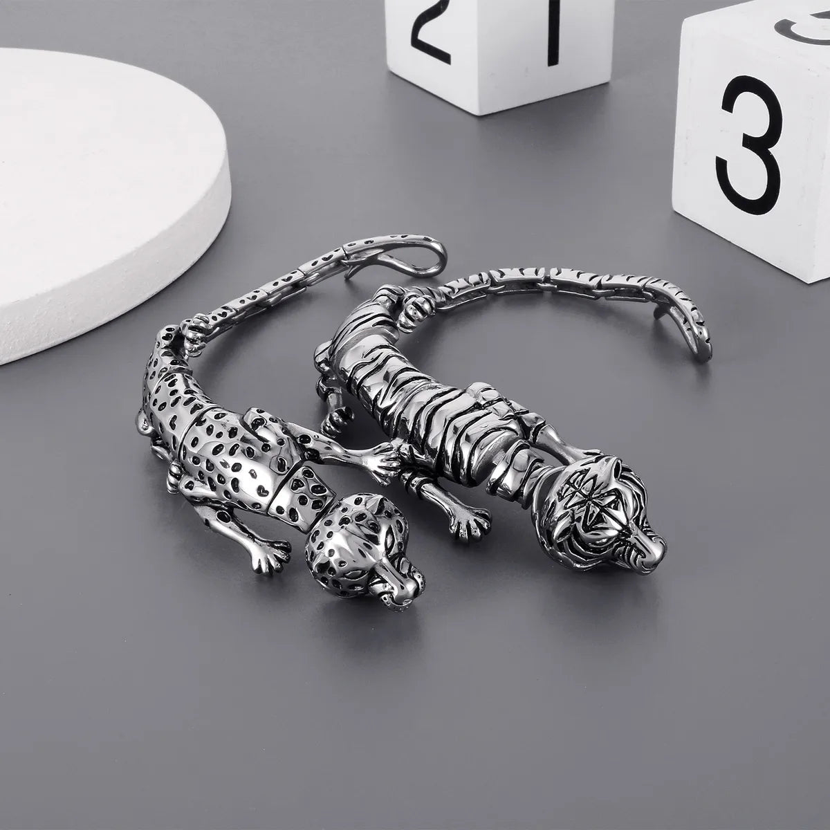 Punk Leopard Dragon Titanium Steel Men'S Bracelets