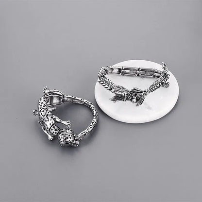 Punk Leopard Dragon Titanium Steel Men'S Bracelets