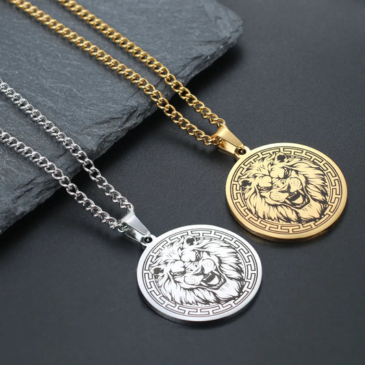 Punk Lion Wolf Tiger Stainless Steel Plating Men'S Pendant Necklace