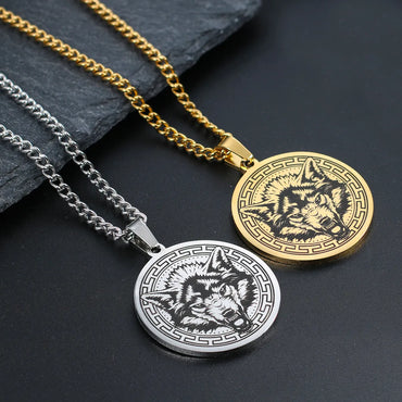 Punk Lion Wolf Tiger Stainless Steel Plating Men'S Pendant Necklace