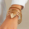 Punk Metal Beaded Bracelet With Love Pendant Geometric Style Iron Electroplated For Women