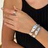 Punk Metal Irregular Pleated Opening Bracelet For Women With Electroplating