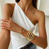 Punk Metal Texture Glossy Open Imitation Pearl Crystal Chain Finger Bracelet Alloy Electroplated