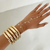 Punk Metal Texture Glossy Open Imitation Pearl Crystal Chain Finger Bracelet Alloy Electroplated