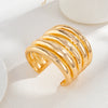 Punk Metal Texture Glossy Open Imitation Pearl Crystal Chain Finger Bracelet Alloy Electroplated