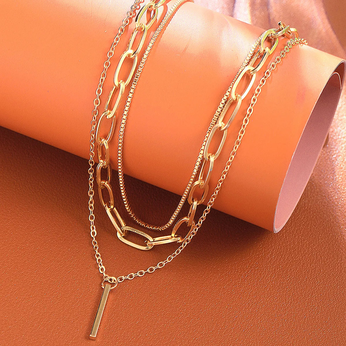 Punk Modern Style Classic Style Geometric Solid Color Alloy Wholesale Three Layer Necklace