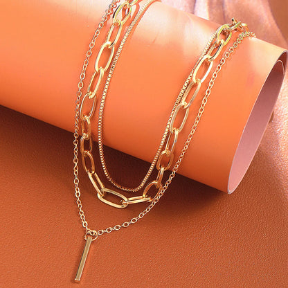 Punk Modern Style Classic Style Geometric Solid Color Alloy Wholesale Three Layer Necklace