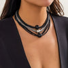 Punk Multilayer Chain Stacked Necklace Geometric Ball Style With Plastic Resin Material And Electroplating Process And Letters Numbers Text Pattern For Women