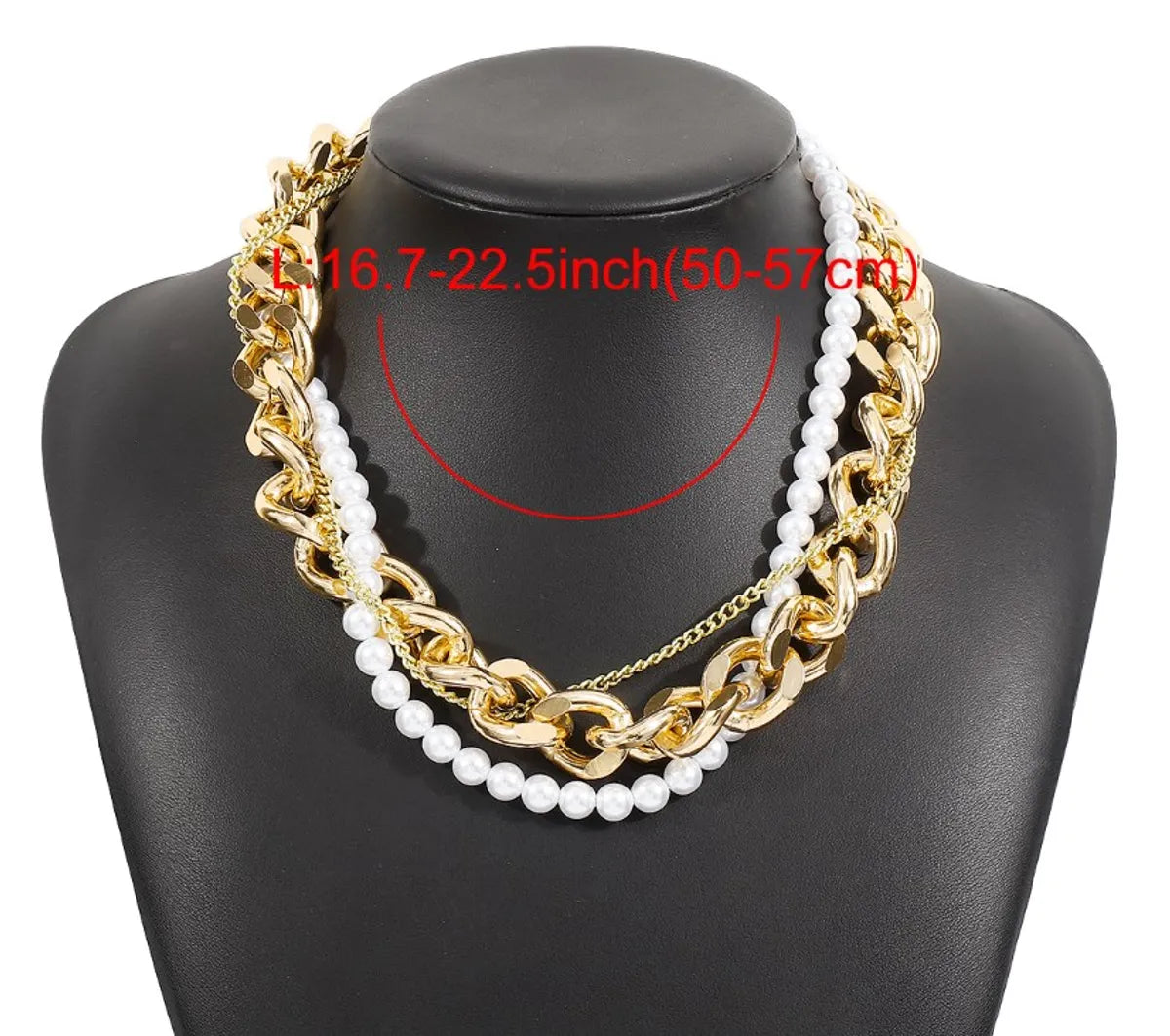 Punk Pearl Chain Imitation Pearl Alloy Criss Cross Women's Necklace