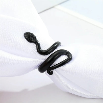 Punk Personality Black Frosted Snake Ring Opening Adjustable Curved Snake Animal Ring Cross-Border Jewelry