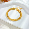 Punk Retro Doublelayer Stacked Chain Stainless Steel Goldplated Unisex Bracelet