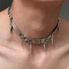 Punk Rivet Choker Necklace With Polished Stainless Steel Geometric Pendant And Oshaped Chain Unisex Casual Hiphop Jewelry