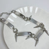 Punk Rivet Choker Necklace With Polished Stainless Steel Geometric Pendant And Oshaped Chain Unisex Casual Hiphop Jewelry