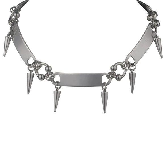 Punk Rivet Choker Necklace With Polished Stainless Steel Geometric Pendant And Oshaped Chain Unisex Casual Hiphop Jewelry