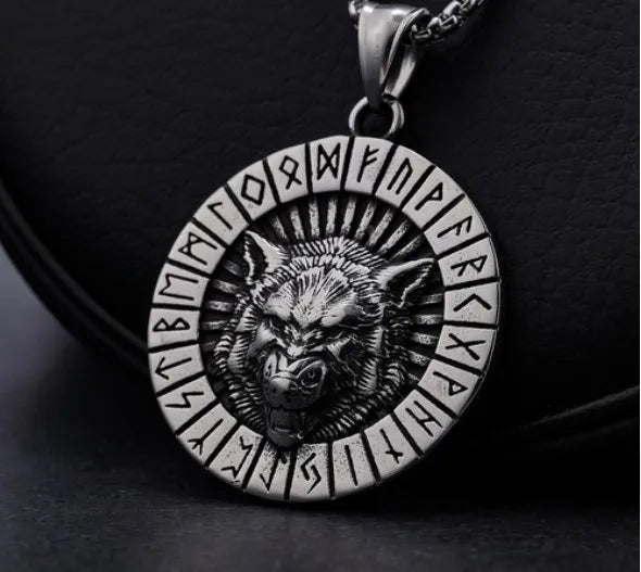 Punk Round Letter Wolf 304 Stainless Steel Polishing Men'S