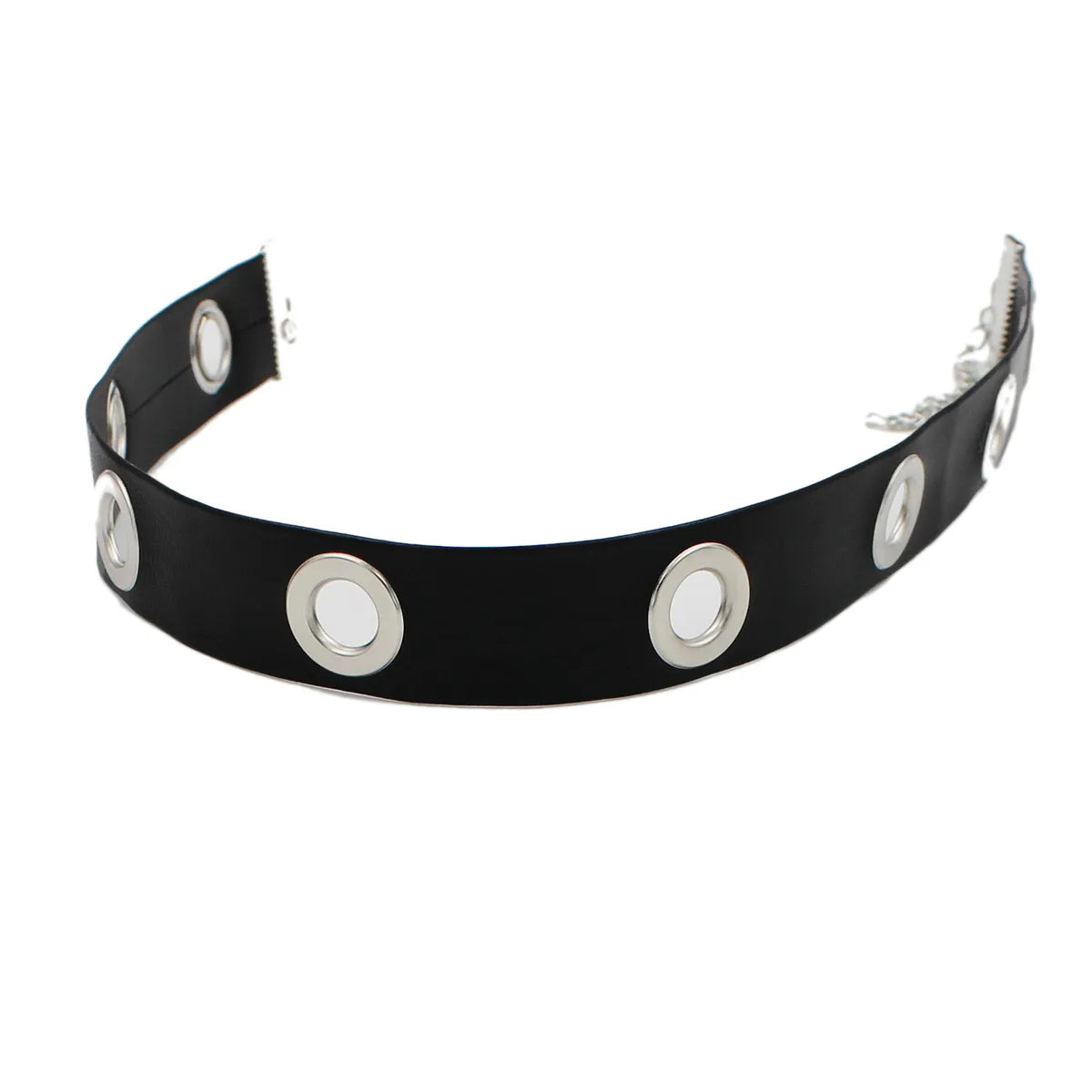 Punk Round Pu Leather Alloy Hollow Out Women'S Choker