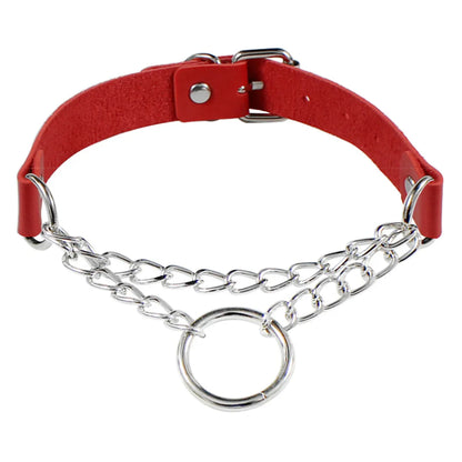 Punk Round Pu Leather Alloy Plating Chain Women's Choker