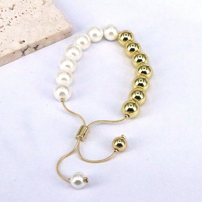 Punk Round Gold Plated Shell Copper Wholesale Bracelets