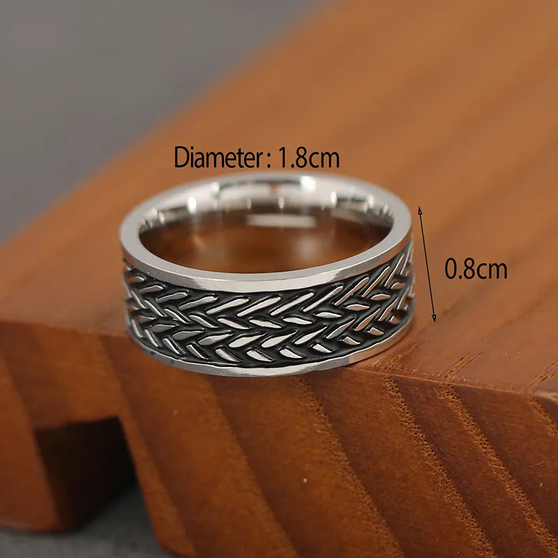 Punk Round Stainless Steel Men'S Wide Band Ring