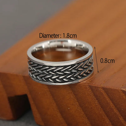 Punk Round Stainless Steel Men'S Wide Band Ring