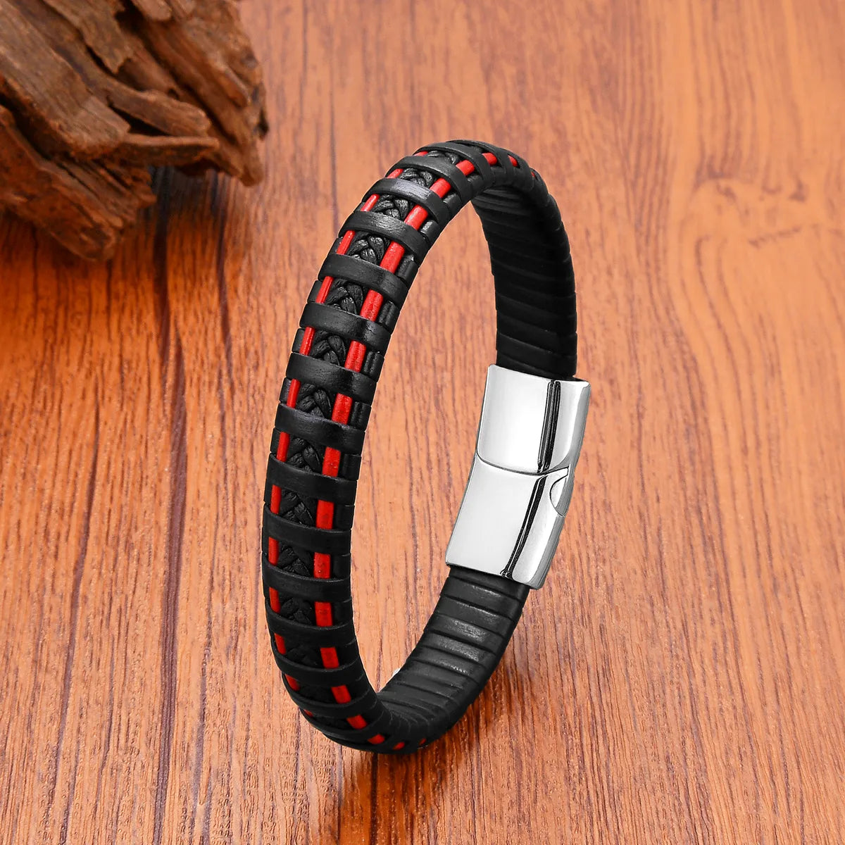 Punk Simple Style Classic Style Geometric Stainless Steel Leather Rope Wholesale Bracelets