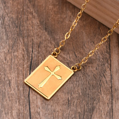 304 Stainless Steel Punk Simple Style Plating Carving Cross