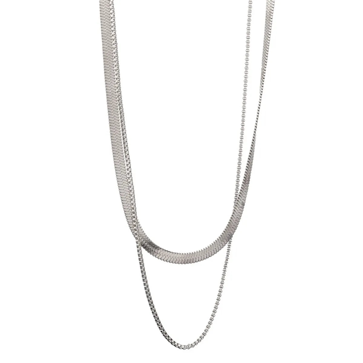 Punk Simple Style Solid Color Titanium Steel Plating 18k Gold Plated Layered Necklaces